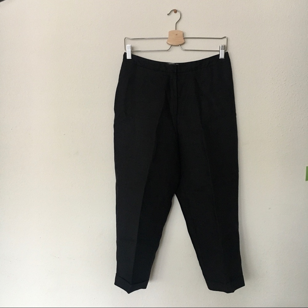 Talbots Linen Pants Cropped Cuffed High Waisted